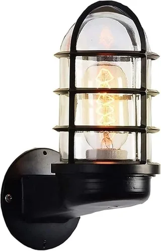 Vista 8 de Creative Wrought Iron Glass Wall Lamp - Retro Industrial Style Wall Sconce for Bar and Bedroom, E27 Illumination (White/Brown)