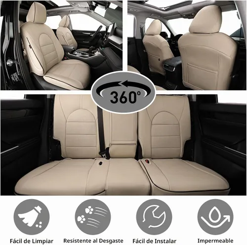 Vista 3 de EKR Fundas de asiento de coche para Toyota Camry 2018-2024 (gas), juego Beige