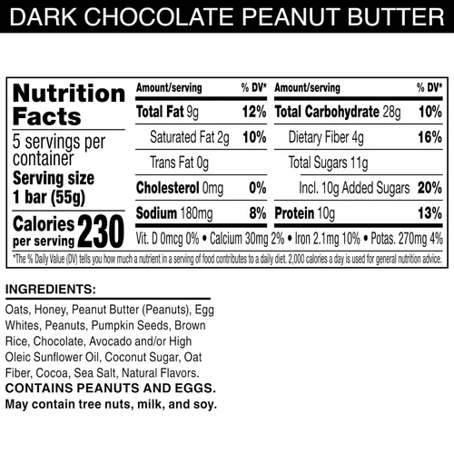 Vista 2 de RXBAR - Barras de mantequilla de nuez y avena con proteína, snacks de proteínas, mantequilla de maní y chocolate oscuro (6 cajas, 30 barras)