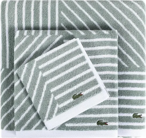 Vista 7 de Lacoste Guethary - Toalla de baño 100% algodón a rayas, aloe, 30 x 54