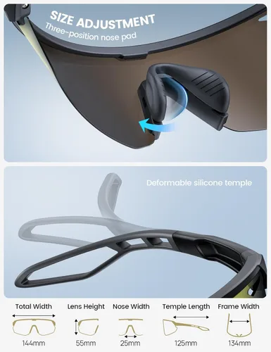 Vista 4 de Lamicall Gafas de sol deportivas polarizadas de 0.85 oz para hombres y mujeres, gafas con protección UV400, para correr, ciclismo, béisbol, pesca