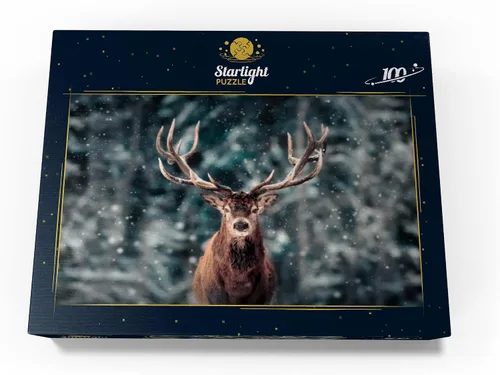 Vista 4 de MyPuzzle Noble Deer in Winter Snow Forest - Rompecabezas de 100 piezas para adultos
