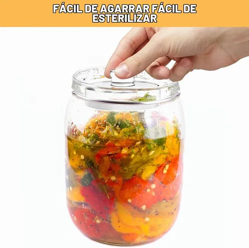 Vista 4 de Jucoan Paquete de 9 pesos de fermentación de vidrio con mango de fácil agarre, pesos de fermentación de vidrio pesado para frascos Mason de boca