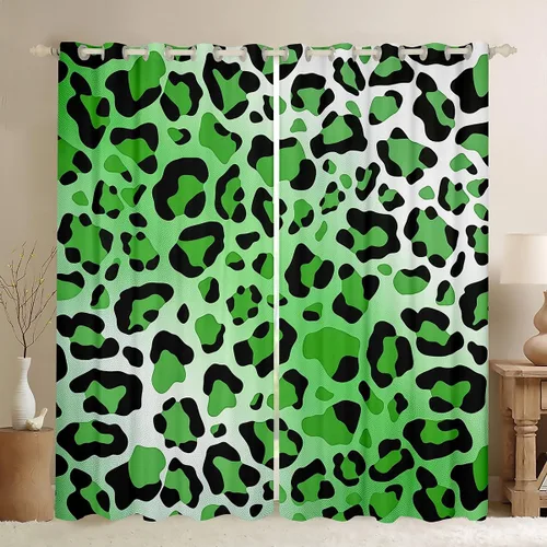 Vista 41 de Feelyou Purple Leopard Print Blackout Curtains Black Wild Safari Darkening Drapes for Bedroom Living Room Decor Cheetah Fur Wildlife Thermal