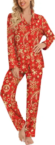 Vista 33 de Leikar Button Up Pajamas For Women Long Sleeve Viscose Soft Pjs Lounge bean paste