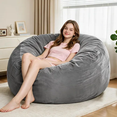 Vista 83 de Sillón puff de 3 pies Sillón estilo puff grande de 3 pulgadas con relleno de espuma viscoelástica, sofá suave con funda de terciopelo holandés
