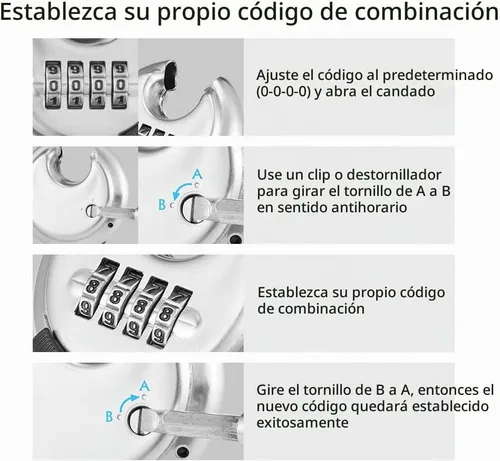 Vista 4 de CINCINNO Candado de combinación de 4 dígitos, candado de combinación de disco con grillete de acero endurecido para cobertizos, casilleros, unidad