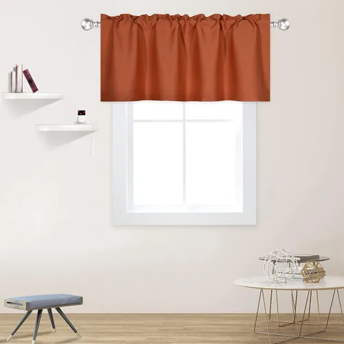 Vista 44 de DECOVSUN Cenefas Aqua para ventanas de cocina, con bolsillo para barra, opacas, con aislamiento térmico, 1 panel de 42 x 18 pulgadas