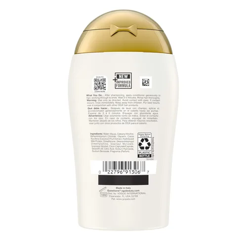 Vista 8 de OGX Acondicionador hidratante nutritivo + leche de coco, acondicionador hidratante y restaurador hidrata para cabello suave después del primer uso