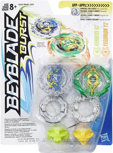 Vista 2 de BEYBLADE Paquete doble de ráfagas Kerbeus K2 y Yegdrion Y2