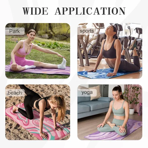 Vista 6 de Toalla para tapete de yoga con grandes bolsillos en las esquinas, tapete de microfibra de agarre antideslizante para yoga caliente, pilates