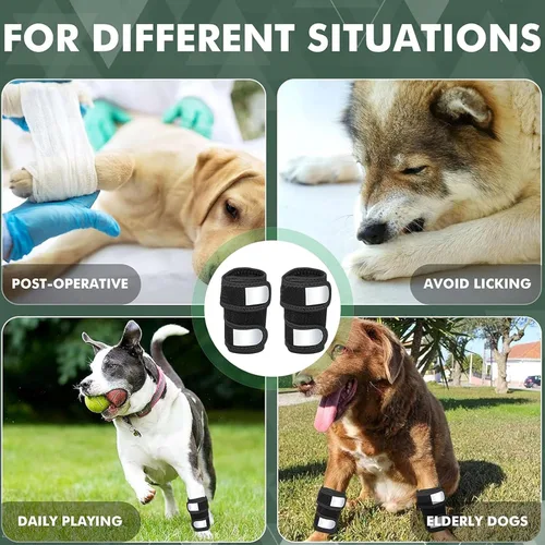 Vista 8 de Soporte de poliéster para pierna delantera de perro, manga ajustable para pierna de perro, funda suave para codo con correas reflectantes que evita