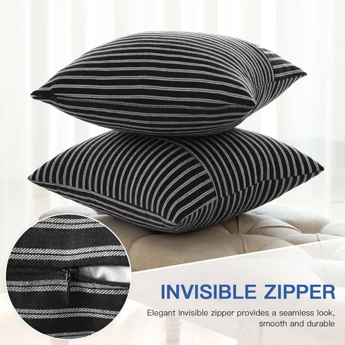 Vista 7 de OTOSTAR Paquete de 2 fundas de almohada a rayas con retazos de estilo campestre, fundas de cojín modernas para decoración del hogar, fundas