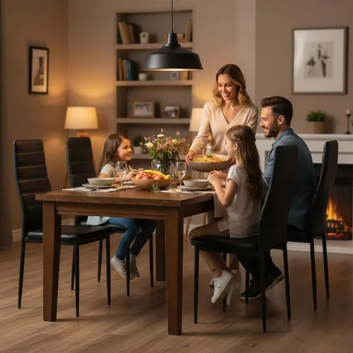 Vista 7 de Juego de 4 sillas de comedor, ergonómicas con respaldo alto, tapizadas, de piel sintética, para cocina en el hogar, marco de acero metálico, ahorro