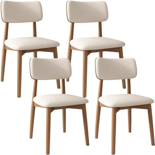 Vista 32 de YVYKFZD Solid Wood Dining Chairs, Kitchen Chairs Set with Curved Backrest, Leather Upholstered Dining Room Chair, Armless Living Room Chair, for