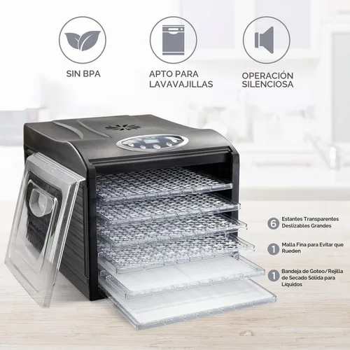 Vista 4 de Deshidratador eléctrico de alimentos de mesada, cecina de vaca, Negro