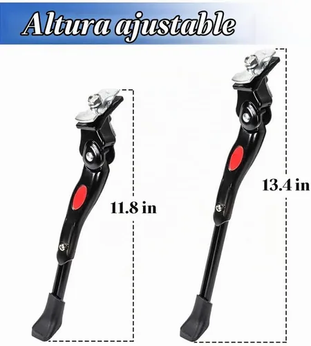 Vista 2 de Mesee Soporte de bicicleta de aleación de aluminio ajustable, soporte lateral para bicicleta, ajuste de 24 pulgadas, 26 pulgadas, neumático