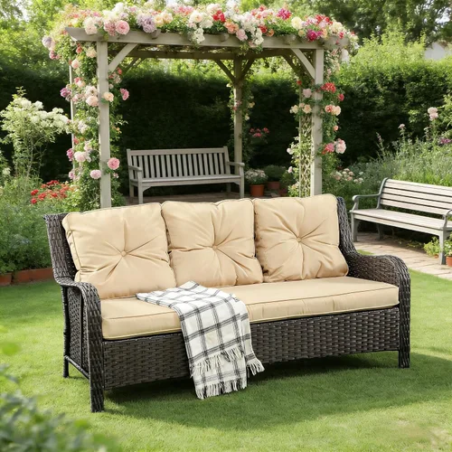 Vista 5 de Patio Couch,Rattan Three Seat Sofa RX192