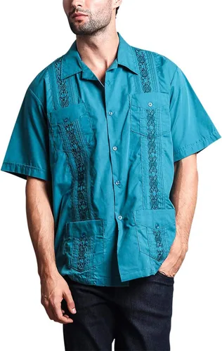 Vista 5 de G-style EE. UU. Remera playera mangas cortas de guayabera cubana para hombres