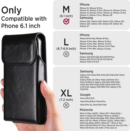Vista 2 de Miimall Funda para teléfono celular para iPhone 17, 17 Pro 16, 16 Pro 15, 15 Pro 14, 14 Pro 13, 13 Pro 12, 12 Pro 11, 11Pro XR, funda de cuero