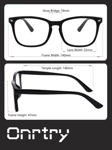 Vista 25 de Onrtry Gafas sin receta para hombres y mujeres, lentes transparentes cuadradas