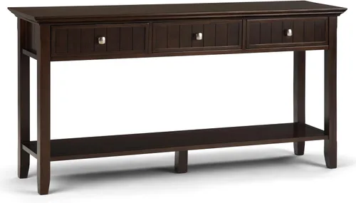 Vista 36 de SIMPLIHOME Acadian Mesa auxiliar estrecha – Mesa auxiliar rectangular de madera maciza de 14 pulgadas de ancho con 2 estantes abiertos en negro