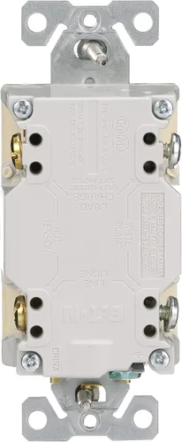 Vista 4 de Eaton GFCI - Receptáculo dúplex resistente a manipulaciones 20A -125V con placa de pared de tamaño estándar, color marfil