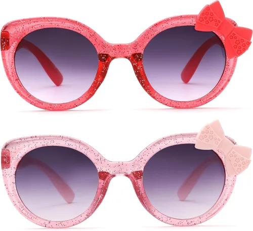 Vista 2 de Bouryo Gafas de sol para niñas con diseño de ojo de gato para niños de 3 a 10 años, protección UV400