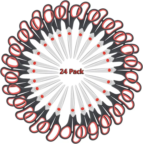 Vista 8 de Tijeras multiuso para oficina resistentes, 8 pulgadas, paquete de 12 para suministros de tela de costura para manualidades en el hogar, tijeras