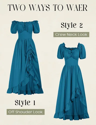 Vista 5 de Scarlet Darkness Vestido renacentista para mujer, estilo corsé, con volantes, con bolsillos