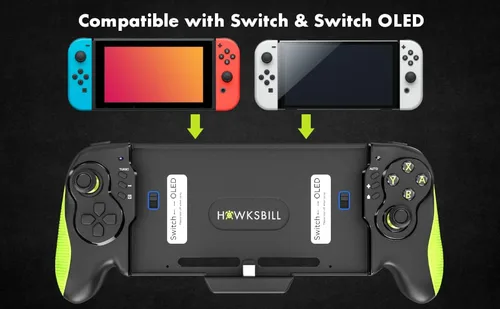 Vista 2 de Hawksbill Nintendo Switch & OLED Compatible Handheld Controller, Plug and Play, Charging, Turbo and Auto Function