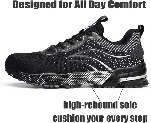 Vista 5 de Furuian Steel Toe Shoes for Men Women Lightweight Safety Shoes Comfortable Steel Toe Sneakers Warehouse Industry Work Shoes