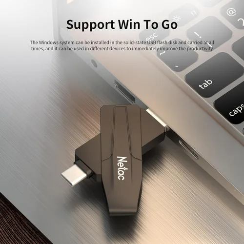 Vista 7 de Netac Unidad de estado sólido USB externa portátil de 128 GB de hasta 550 MB/s Tipo-c y USB 3.2 Interfaz dual para almacenamiento de datos