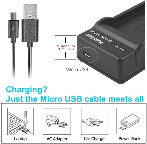 Vista 2 de Kastar Cargador USB delgado para NB-6L NB6L y PowerShot SX710 HS SX530 HS SX520 HS SX510 HS SX500 IS SX700SX280 SX260 SX170 SD1300 SD1200 SD980