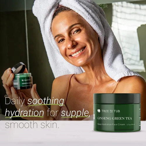 Vista 2 de Tree to Tub Suero hidratante facial y facial para cara y arrugas, ácido hialurónico a base de agua, vitamina C y E, aloe orgánico, té verde, ginseng
