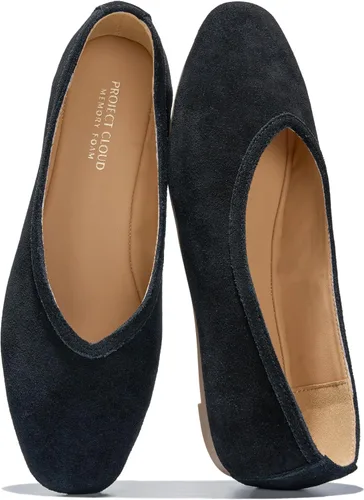 Vista 5 de Project Cloud 100% Cuero Genuino Ballet Flats para Mujer - Zapatos de Mujer Bronceado Gamuza