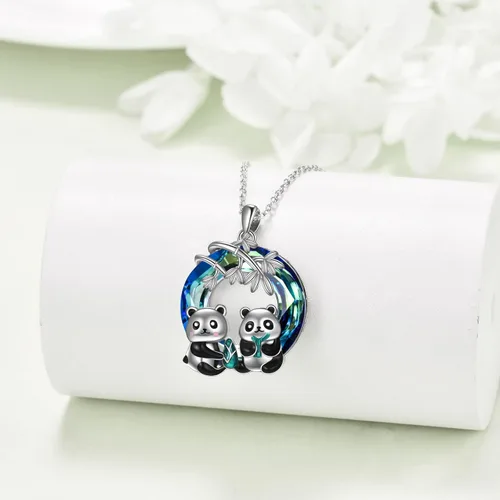 Vista 4 de Pingüinosperezosospandasbúhospanda rojojirafagatosllamasdinosaurioosocerdo monoconejito de Pascua, regalos de pingüinos, plata de ley 925, joyería