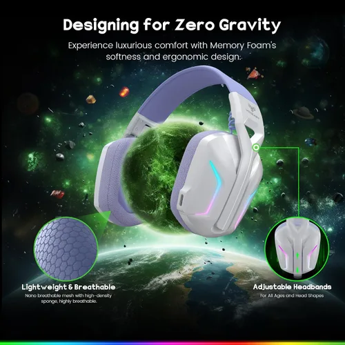 Vista 8 de WESEARY Wireless Gaming Headphones for PS5, PS4, PC, Switch, Mac - 7.1 Surround Sound, Bluetooth Headset with Microphone and 50mm Drivers