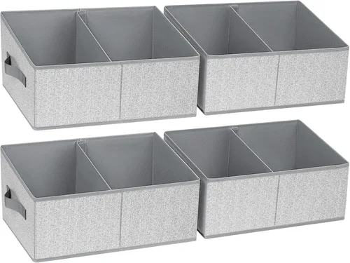 Vista 15 de DIMJ Contenedores de almacenamiento trapezoidales para ropa, 4 paquetes organizadores de armario y cestas de almacenamiento, cestas plegables