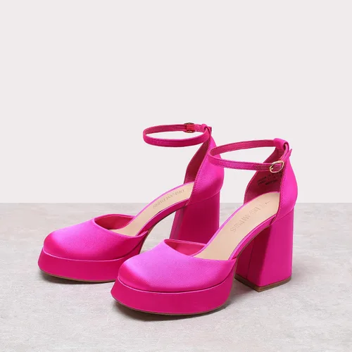 Vista 8 de DREAM PAIRS Zapatos de tacón alto con plataforma gruesa para mujer, puntera cerrada, correa en el tobillo, para boda, fiesta, zapatos de tacón
