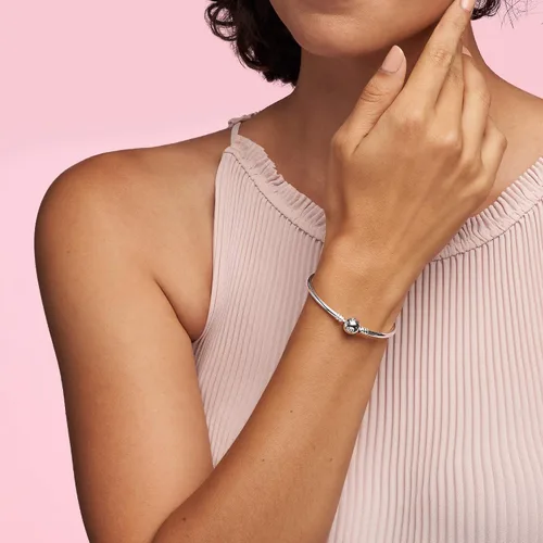 Vista 3 de Pandora - Pulsera de plata de ley con dije, Plata de ley, 19cm, 7.5 in, Plateado, 590713-19