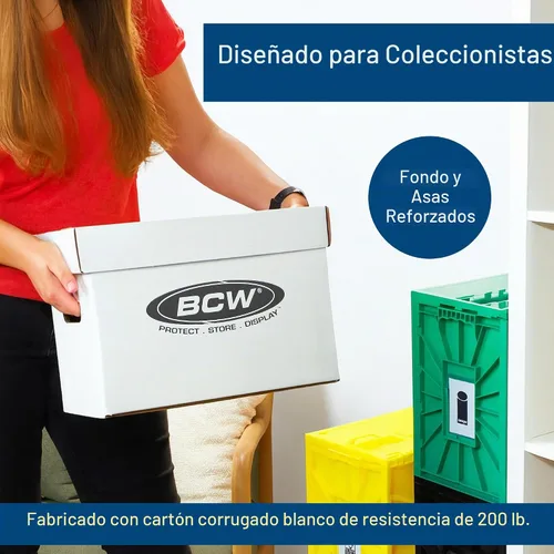 Vista 4 de BCW Cajas de almacenamiento de cómics cortas, capacidad para 150-175 cómics