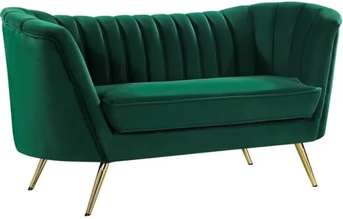 Vista 12 de Meridian Furniture Margo Collection Modern Sofá biplaza tapizado de terciopelo contemporáneo con acolchado de canal profundo y patas de acero