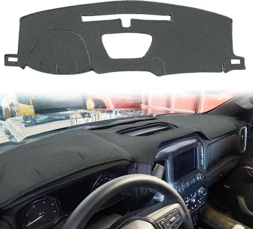 Vista 18 de Cubierta de tablero compatible con Chevy Chevrolet Silverado 1500 LT/WT 2500HD 3500HD 2007-2013, alfombra de tablero de GMC Sierra 2007-2013