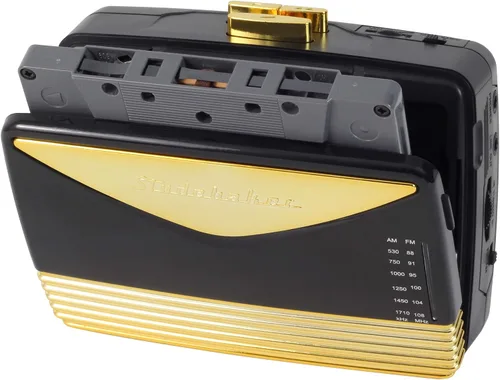 Vista 2 de Studebaker Walkabout - Reproductor de cassette estéreo personal con radio AM/FM (negro/dorado)