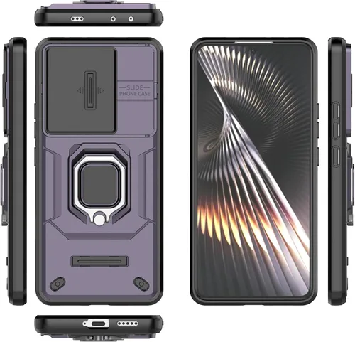 Vista 2 de Funda para teléfono Xiaomi Poco F6 5G con protector de pantalla de vidrio [2 unidades], funda protectora de cámara deslizante integrada, funda