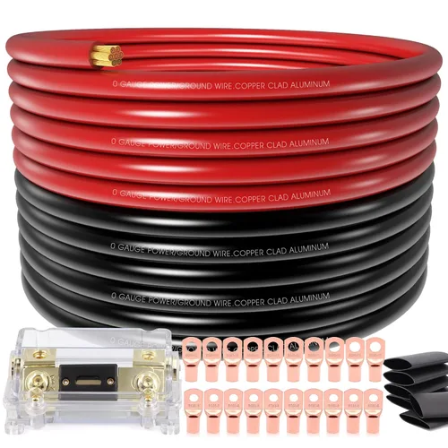 Vista 13 de 40FT 1/0 Battery Cable CCA,0 Gauge Wire with lugs for Amp,Winch,Automotive 40 pies + 20 lengüetas