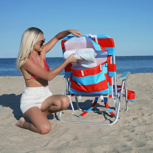 Vista 10 de Rio Beach - Paquete de 2 sillas de playa con almohada, brazos y bolsa de almacenamiento, silla de camping portátil ligera para exteriores con Azul