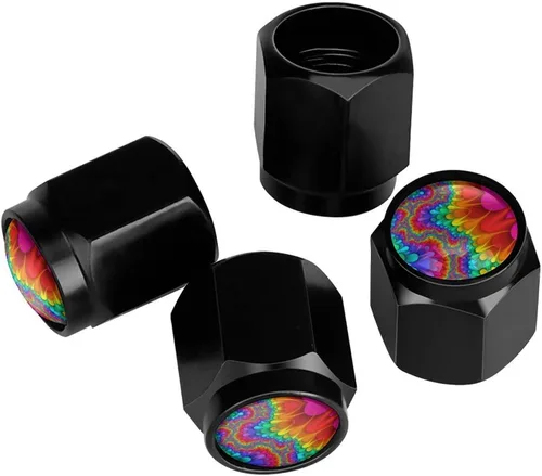 Vista 15 de Wolf - Tapones de válvula de neumático con bandera americana, tapas de válvula de neumático de aluminio negro, cubiertas universales