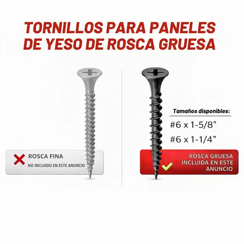 Vista 4 de 6 tornillos para paneles de yeso de 1-1/4 pulgadas, paquete de 4,000 unidades, rosca gruesa, punta afilada, Phillips Drive, cabeza de corneta
